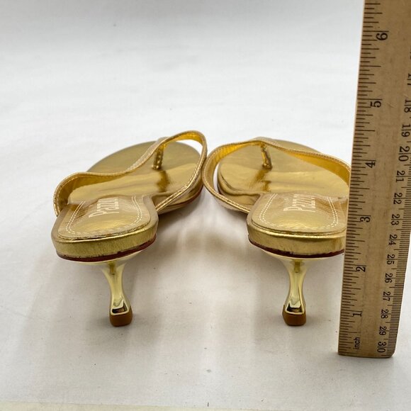 Pazzion Gold Open Toe Kitten Heels Flip Flop Slip On Low Heel Thong Sandal - Picture 4 of 7